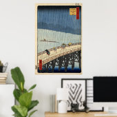Hiroshige Sudden douche over de brug Shin-Ōhashi Poster (Thuiskantoor)