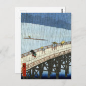 Hiroshige Sudden Shower over Shin-Ōhashi Bridge Briefkaart (Voorkant / Achterkant)