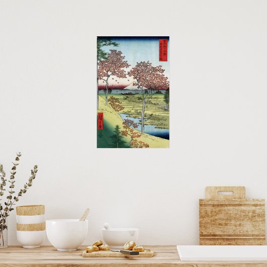 Hiroshige - Sunset Hill, Meguro in de oostelijke h Poster (Keuken)