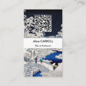 Hiroshige - Trommelbrug bij Meguro - QR-code Visitekaartje (Voorkant)
