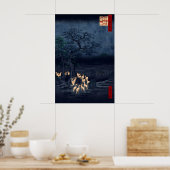 Hiroshige Ukiyo-e Poster Vossenbranden bij de Wand (Keuken)