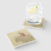 Hiroshige Utagawa- Tortoise met aap Stenen Onderzetter (Zijkant)