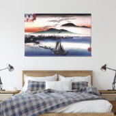 Hiroshige - Vissende boten op een meer Canvas Afdruk (Insitu (Slaapkamer))