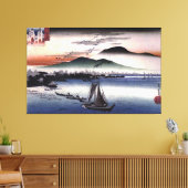 Hiroshige - Vissende boten op een meer Canvas Afdruk (Insitu (Woonkamer))