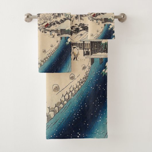 Hiroshige winterlandschap Japan land Bad Handdoek (Insitu)
