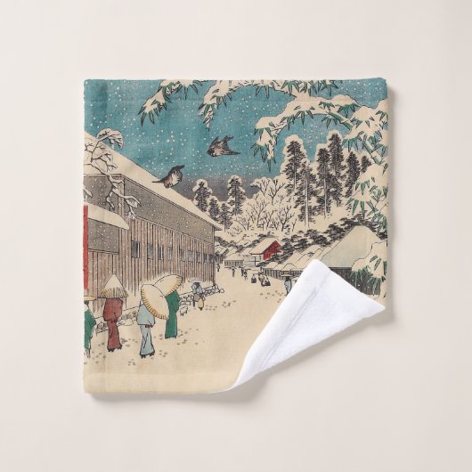 Hiroshige winterlandschap Japan land Bad Handdoek (Wasdoekje)