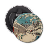 Hiroshige winterlandschap Japan land Button Flesopener (Voorkant)