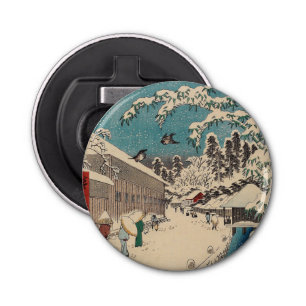 Hiroshige winterlandschap Japan land Button Flesopener