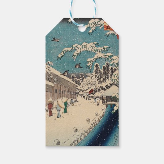 Hiroshige winterlandschap Japan land Cadeaulabel (Voorkant)