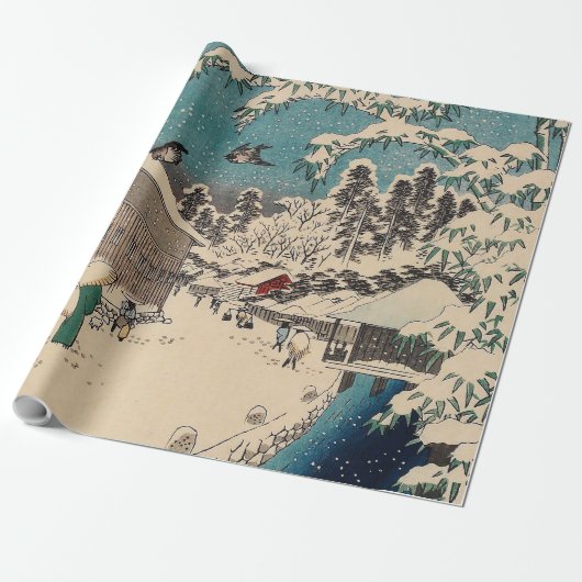 Hiroshige winterlandschap Japan land Cadeaupapier (Uitgerold)