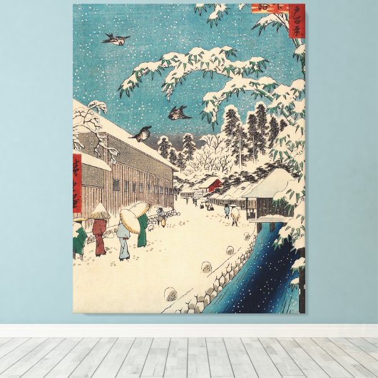Hiroshige winterlandschap Japan land Canvas Afdruk (Insitu (Houten vloer))