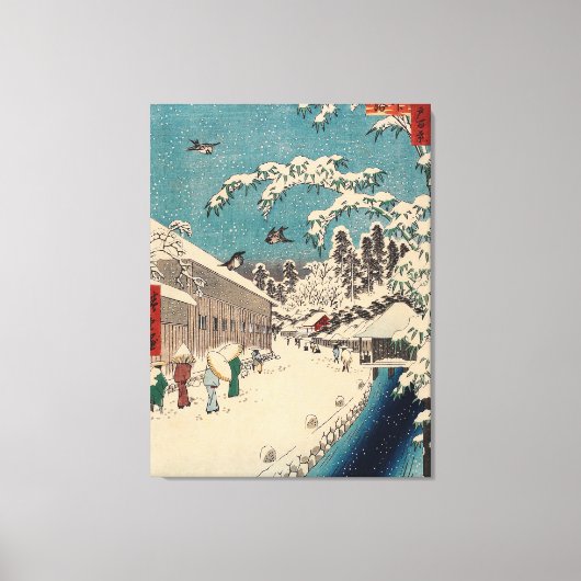 Hiroshige winterlandschap Japan land Canvas Afdruk (Voorkant)