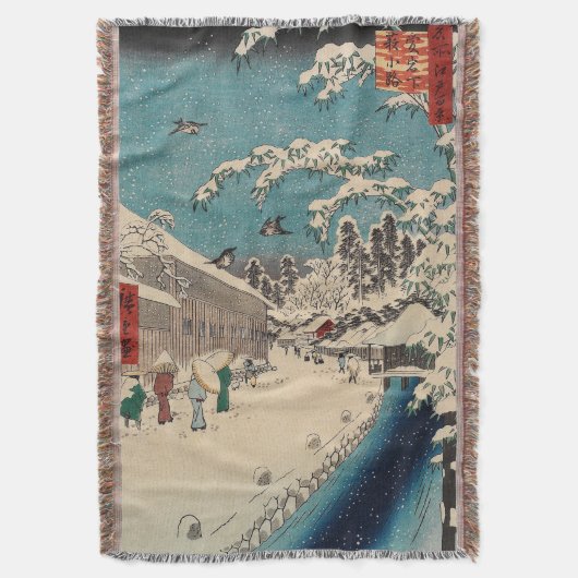 Hiroshige winterlandschap Japan land Deken (Voorkant Verticaal)