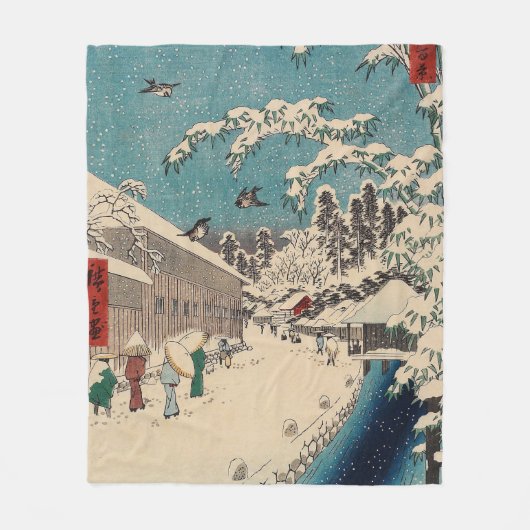 Hiroshige winterlandschap Japan land Fleece Deken (Voorkant)