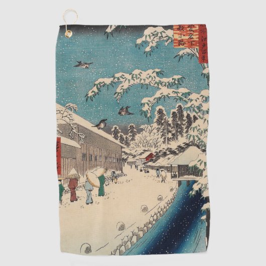 Hiroshige winterlandschap Japan land Golfhanddoek (Voorkant)