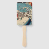 Hiroshige winterlandschap Japan land Handwaaier (Achterkant)