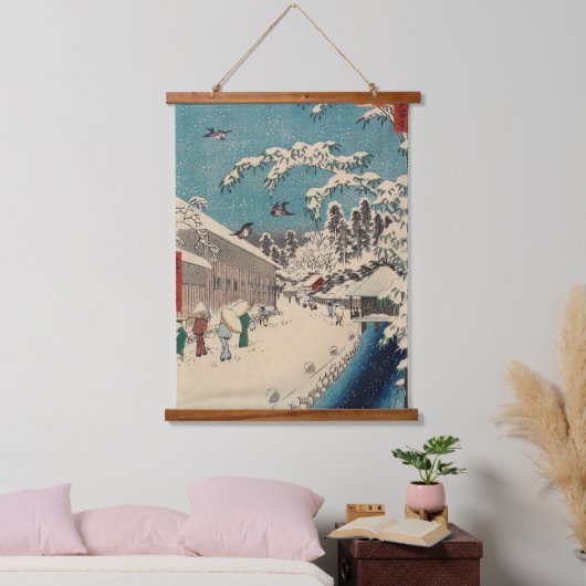 Hiroshige winterlandschap Japan land Hangend Wandkleed (Slaapkamer)