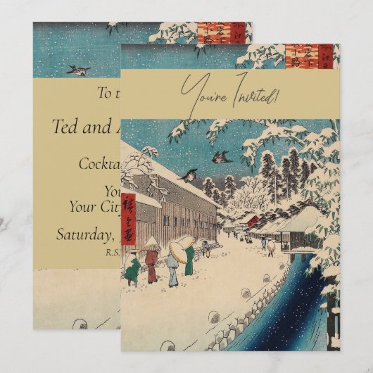 Hiroshige winterlandschap Japan land Kaart (Voorkant / Achterkant)