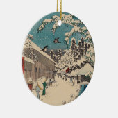 Hiroshige winterlandschap Japan land Keramisch Ornament (Rechts)
