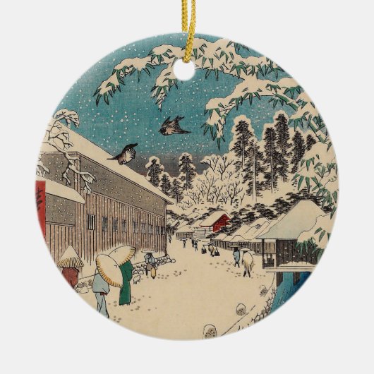 Hiroshige winterlandschap Japan land Keramisch Ornament (Voorkant)