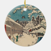 Hiroshige winterlandschap Japan land Keramisch Ornament (Achterkant)