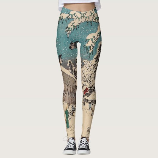 Hiroshige winterlandschap Japan land Leggings (Voorkant)