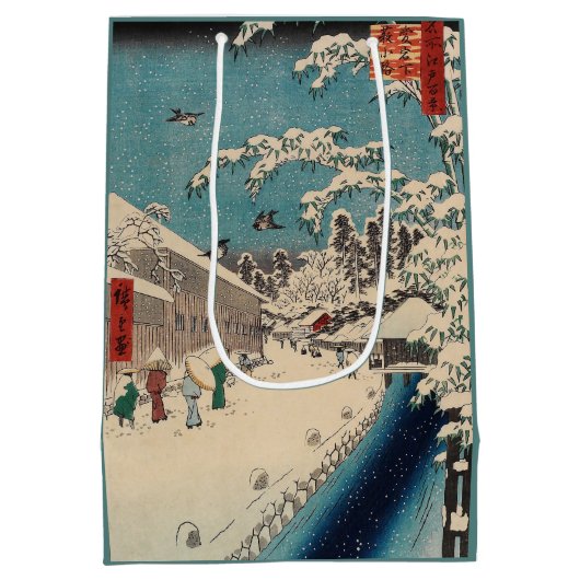 Hiroshige winterlandschap Japan land Medium Cadeauzakje (Achterkant)