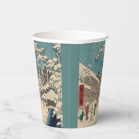 Hiroshige winterlandschap Japan land Papieren Bekers (Rechts)
