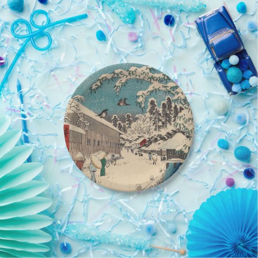 Hiroshige winterlandschap Japan land Papieren Bordje (Feest)