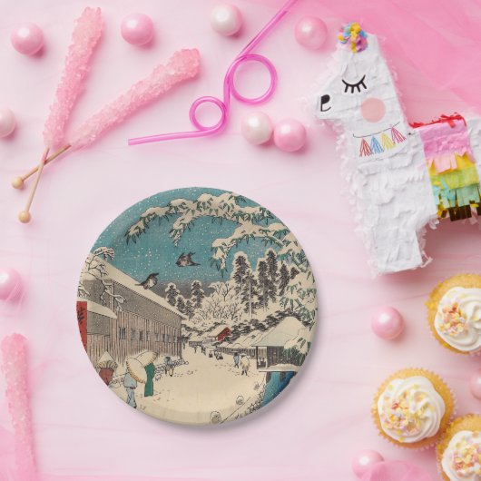 Hiroshige winterlandschap Japan land Papieren Bordje (Feest)