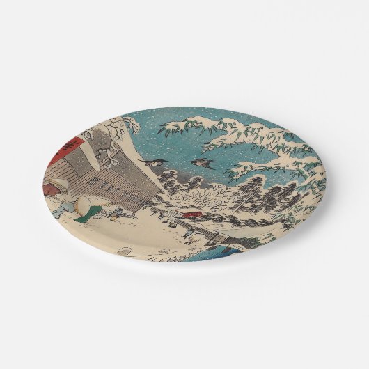 Hiroshige winterlandschap Japan land Papieren Bordje (Gekanteld)