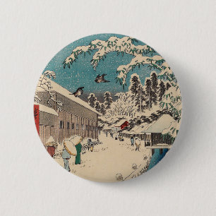 Hiroshige winterlandschap Japan land Ronde Button 5,7 Cm