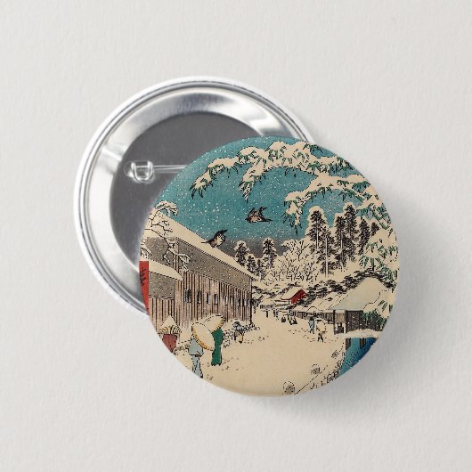 Hiroshige winterlandschap Japan land Ronde Button 5,7 Cm (Voorkant /achterkant)