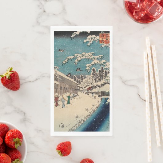 Hiroshige winterlandschap Japan land Servet (Insitu)