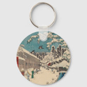 Hiroshige winterlandschap Japan land Sleutelhanger (Voorkant)