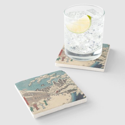 Hiroshige winterlandschap Japan land Stenen Onderzetter (Zijkant)
