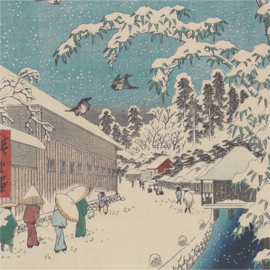 Hiroshige winterlandschap Japan land Sticker (Voorkant)