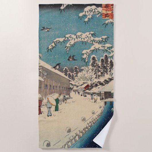 Hiroshige winterlandschap Japan land Strandlaken (Voorkant)