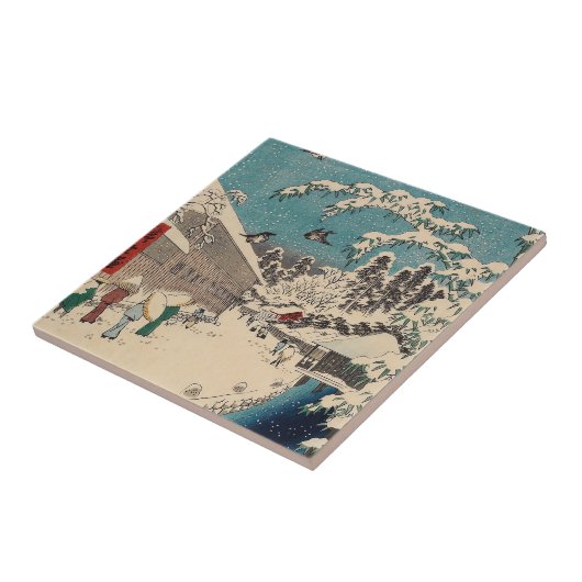 Hiroshige winterlandschap Japan land Tegeltje (Zijkant)