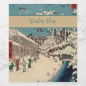 Hiroshige winterlandschap Japan land Wijn Etiket (Enkel label)