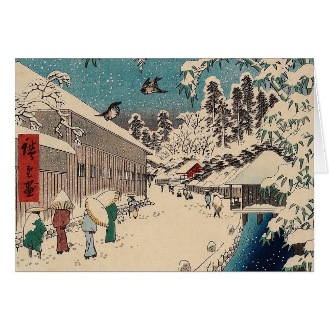 Hiroshige winterlandschap Japan ukiyo-e antiek (Voorkant Horizontaal)