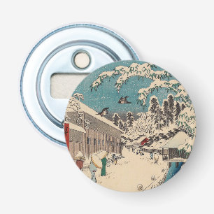 Hiroshige winterlandschap Japan ukiyo-e antiek Button Flesopener