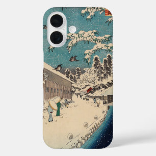 Hiroshige winterlandschap Japan ukiyo-e antiek iPhone 16 Hoesje