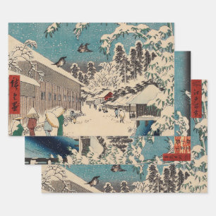 Hiroshige winterlandschap Japan ukiyo-e antiek Inpakpapier Vel