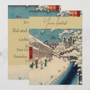 Hiroshige winterlandschap Japan ukiyo-e antiek Kaart