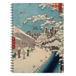 Hiroshige winterlandschap Japan ukiyo-e antiek Notitieboek