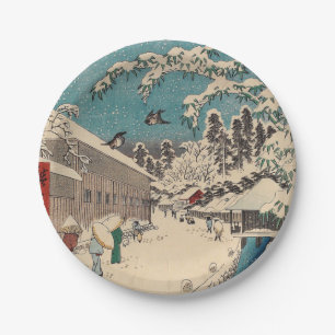 Hiroshige winterlandschap Japan ukiyo-e antiek Papieren Bordje