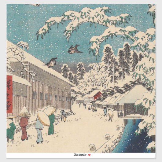 Hiroshige winterlandschap Japan ukiyo-e antiek Sticker (Vel)