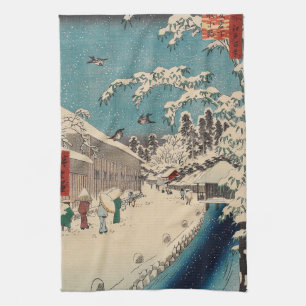 Hiroshige winterlandschap Japan ukiyo-e antiek Theedoek
