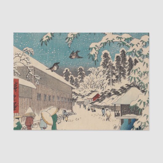 Hiroshige winterlandschap Japan ukiyo-e antiek Tissuepapier (Voorkant)